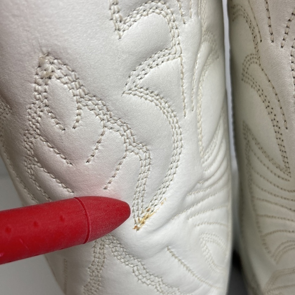 Vintage Brass Plum White Genuine Leather Cowboy Boots 6.5 Rodeo 80’s Rockabilly - Picture 13 of 16